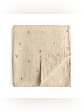 Mushie Organic Cotton Muslin Swaddle Blanket in Rainbows